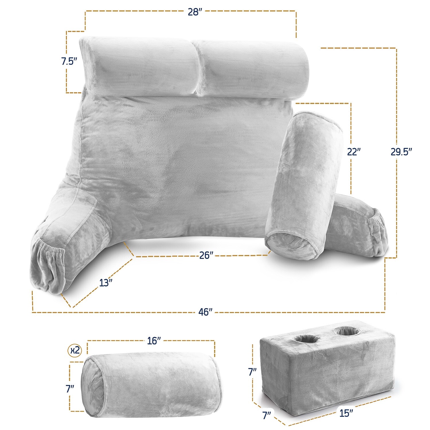 Nestl Shredded Memory Foam Reading Backrest Pillow, Petite - Black