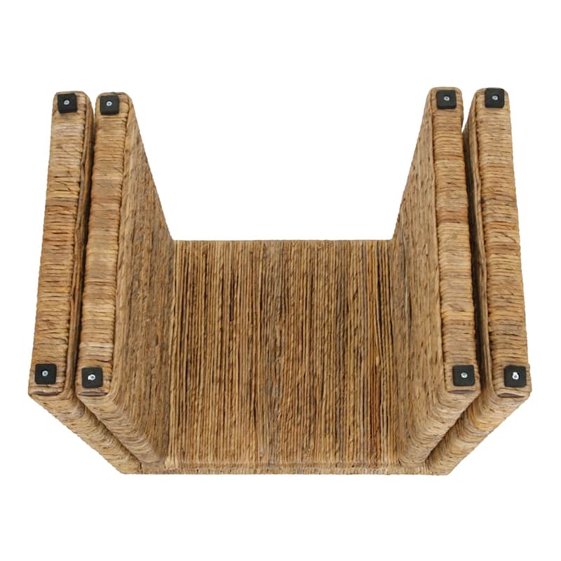 NPD Furniture Kanza Woven Abaca Rectangular Nesting Side Tables, Set of 2