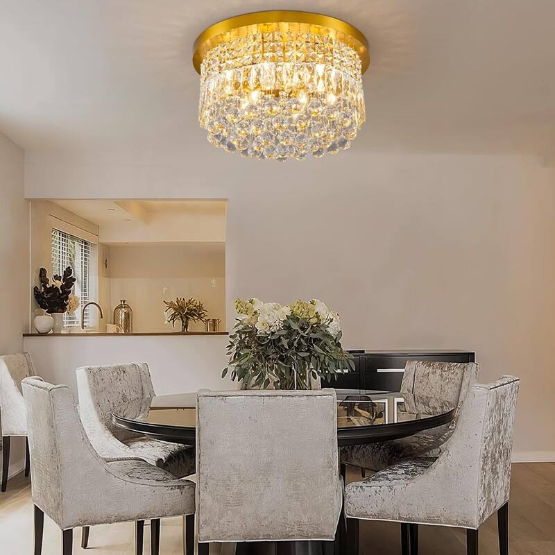 KAYLA 19-Lights High Ceiling Chandelier Modern Gold Crystal Chandeliers Large Foyer Chandelier Fixtures