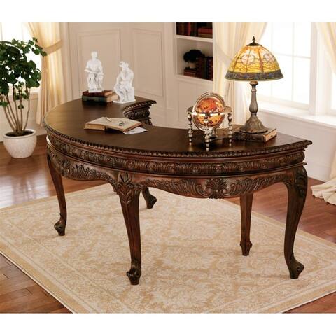 Design Toscano La Voute Grande Crescent Mahogany Executive Desk