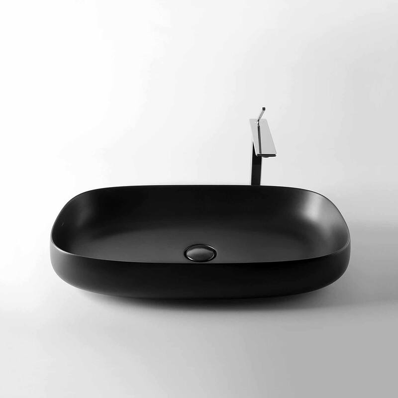 WS Bath Collections Seed 27-3/5" Ceramic Vessel Bathroom Sink - Black