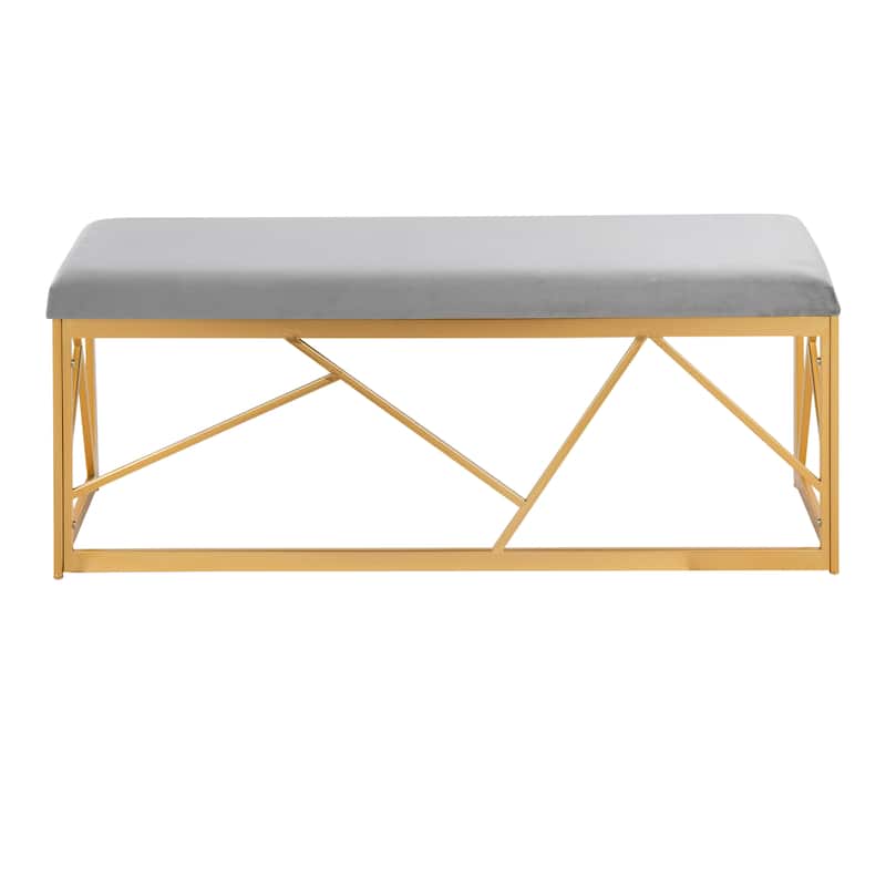 Silver Orchid Sala Glam Metal Upholstered Bench