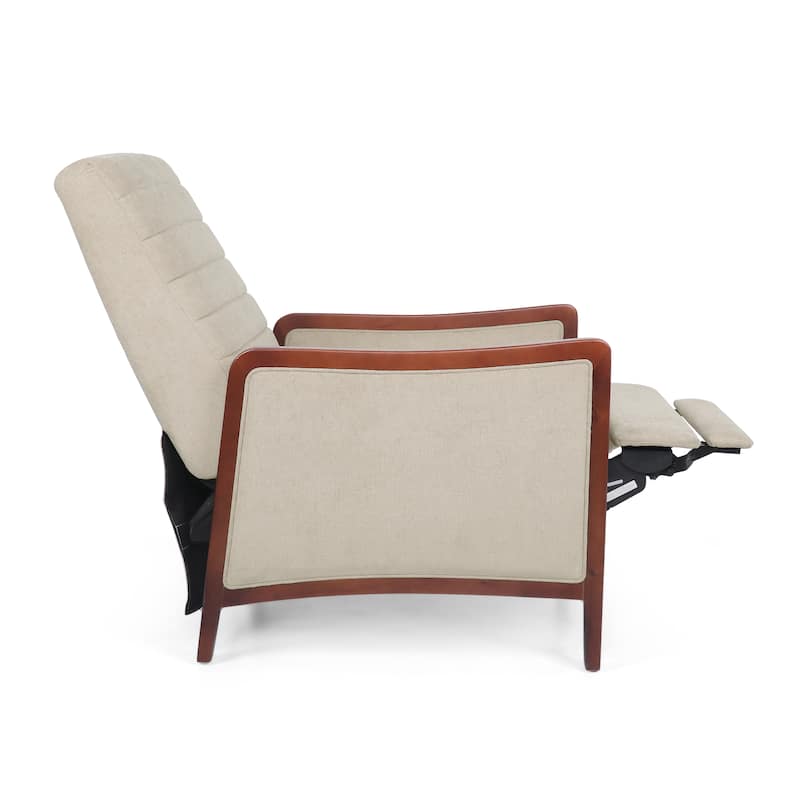Mid‑Century Modern Push‑Back Recliner Chair with Channel Stitching
