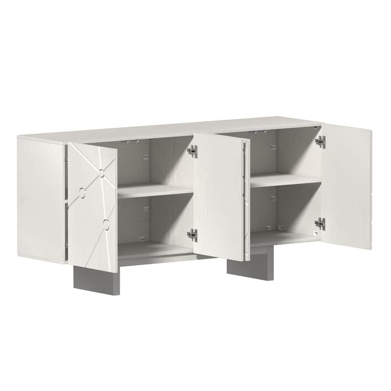 Clihome Modern MDF 4-Door Storage Buffet Sideboard