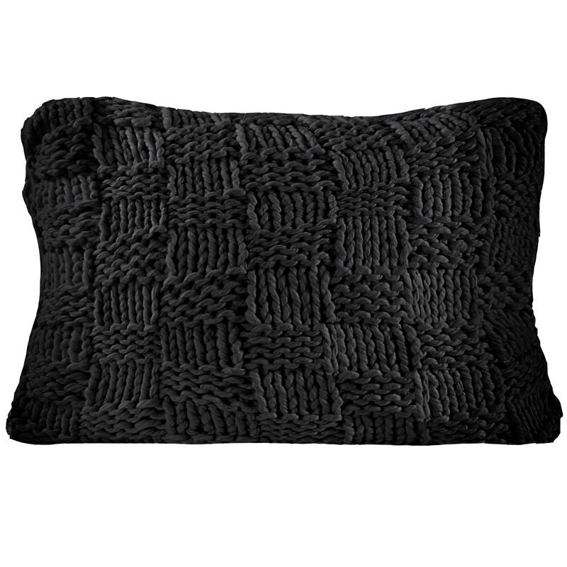 HiEnd Accents Chess Hand Knit Dutch Euro Throw Pillow, 28"x38" - Black