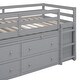 preview thumbnail 92 of 144, Twin/Full Size Low Loft Bed with Retractable Writing Desk and 4 Drawers, Wooden Loft Bedframe w/ Lateral Portable Desk & Shelves