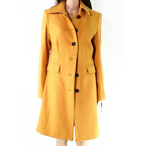 Shop Calvin Klein Mustard Womens Wool Six Button Coat Overstock