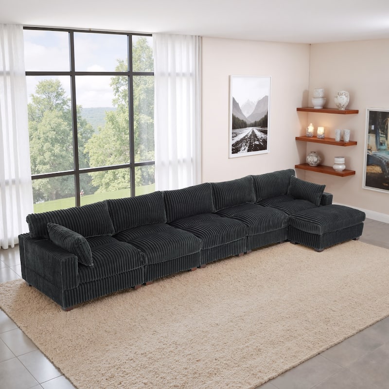 Oversized Plush Modular Sectional Sofa Couch with Ottoman