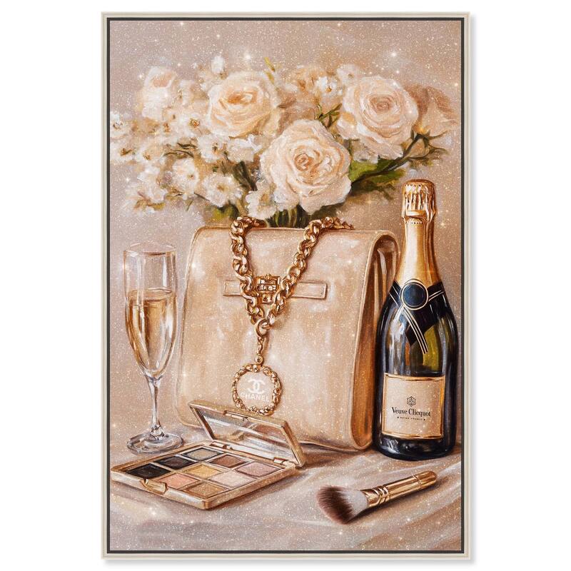 Make Up Drinks and Glam Canvas by Art Remedy - 24" x 36" - Silver