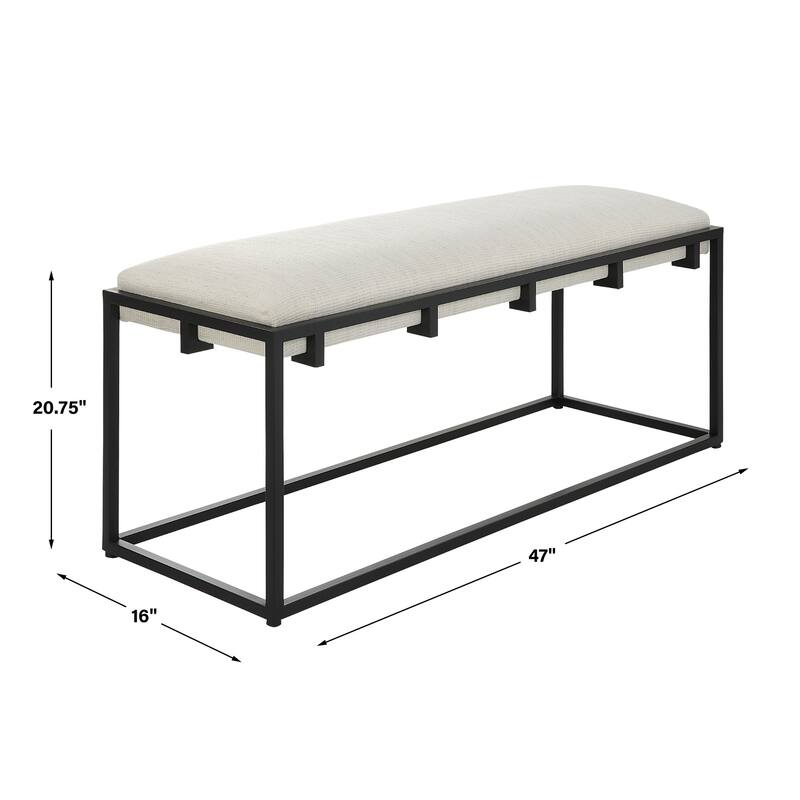 Upholstered Iron Bench - 47" - Black and White