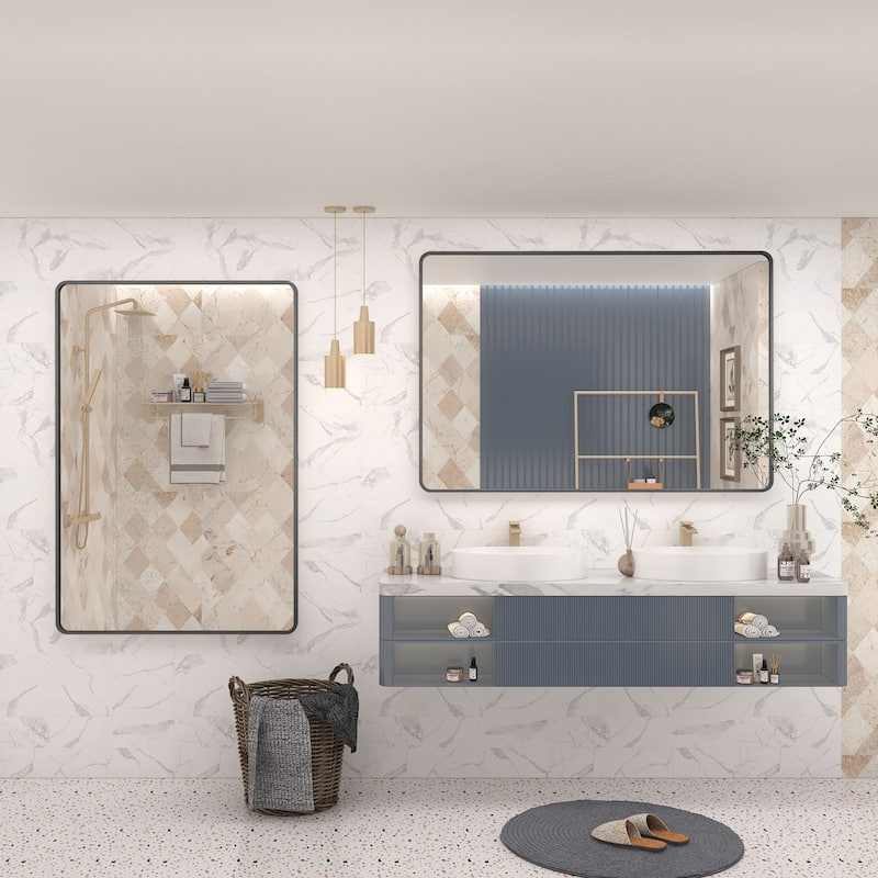 Aluminum alloy Framed Tempered Glass Wall Bathroom Vanity Mirror
