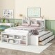 preview thumbnail 2 of 5, Full Bed with Bookcase Headboard, Under bed Storage Drawers and Bed End Storage Case,White