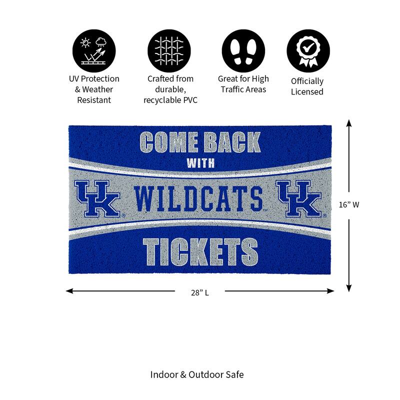 University of Kentucky 28 in. x 16 in. PVC "Come Back With Tickets" Trapper Door Mat