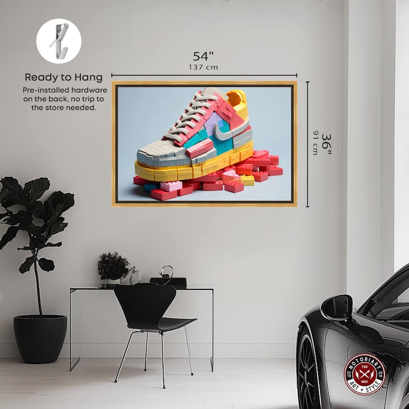 Notoriart Toy Sneaker Pastel Framed Sneaker 1 Piece Canvas Wall Art