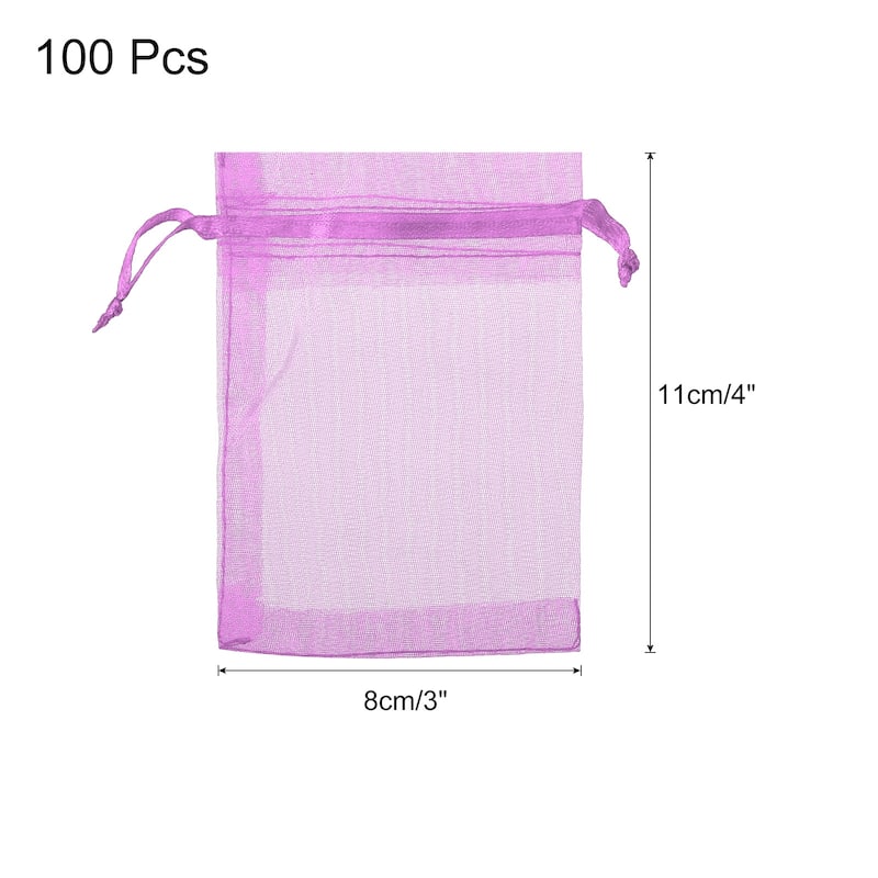 100pcs Organza Bags Drawstring Favor Pouches Sheer Mesh Bag for Party