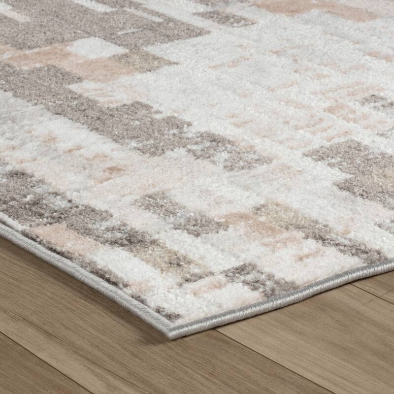 Bibon Distressed Abstract Stain Resistant Low Pile Durable Area Rug By HomeRoots