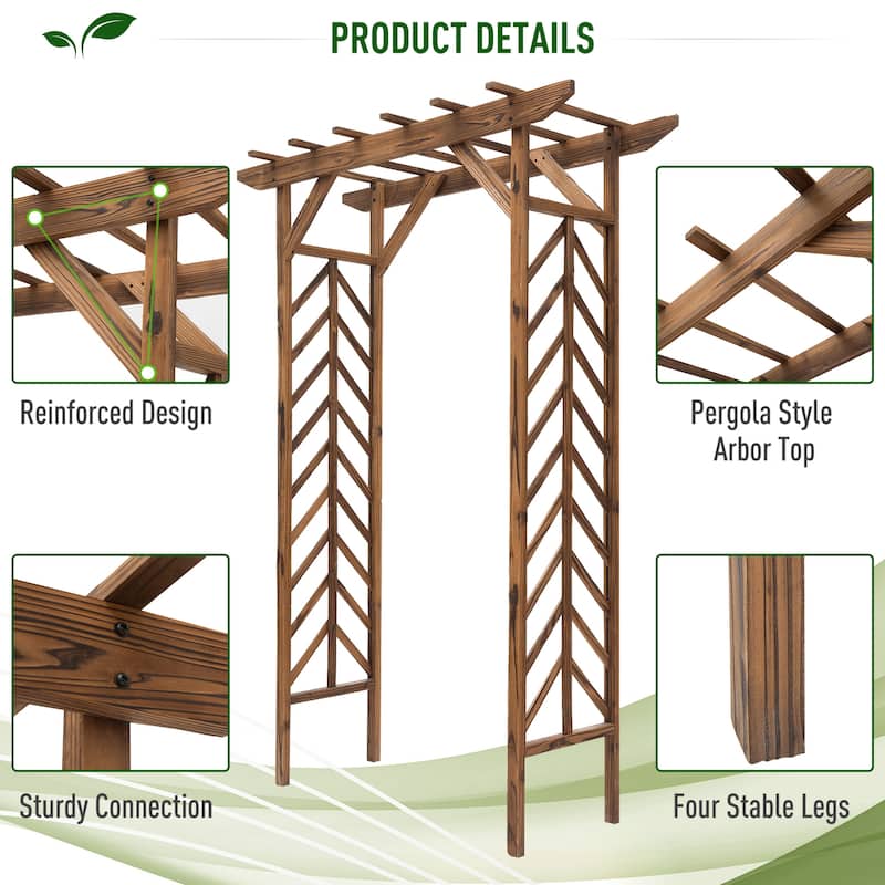 Wooden Garden Arbor Arch Trellis with Pergola Style Roof