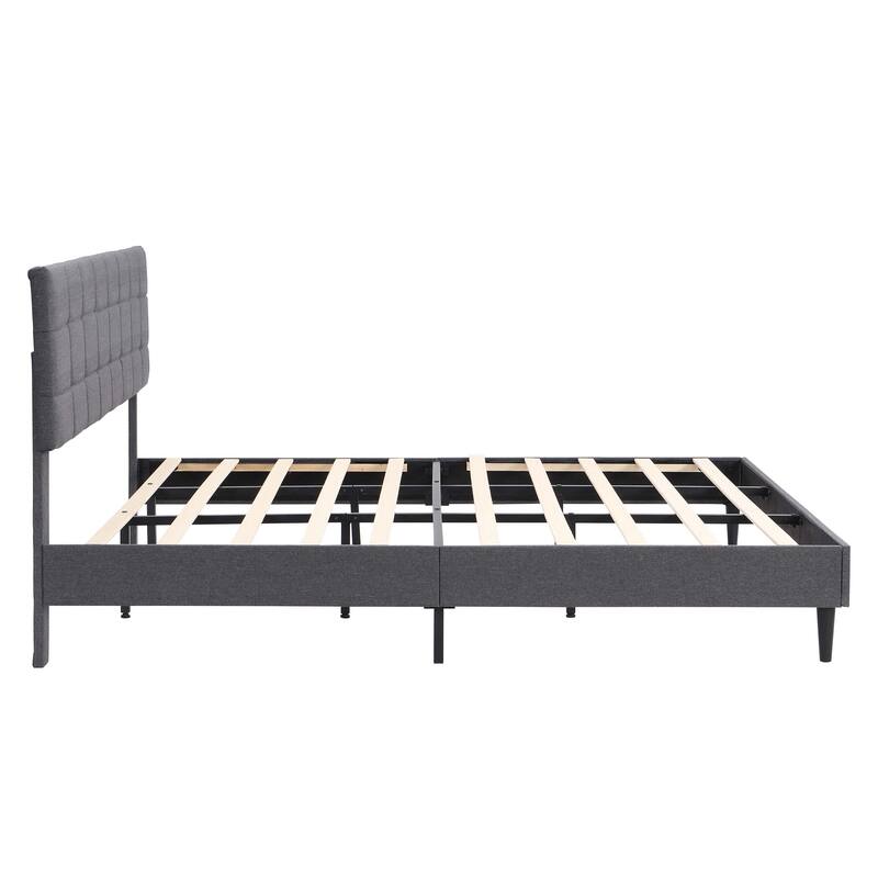 Platform Bed Frame with Fabric Upholstered Headboard