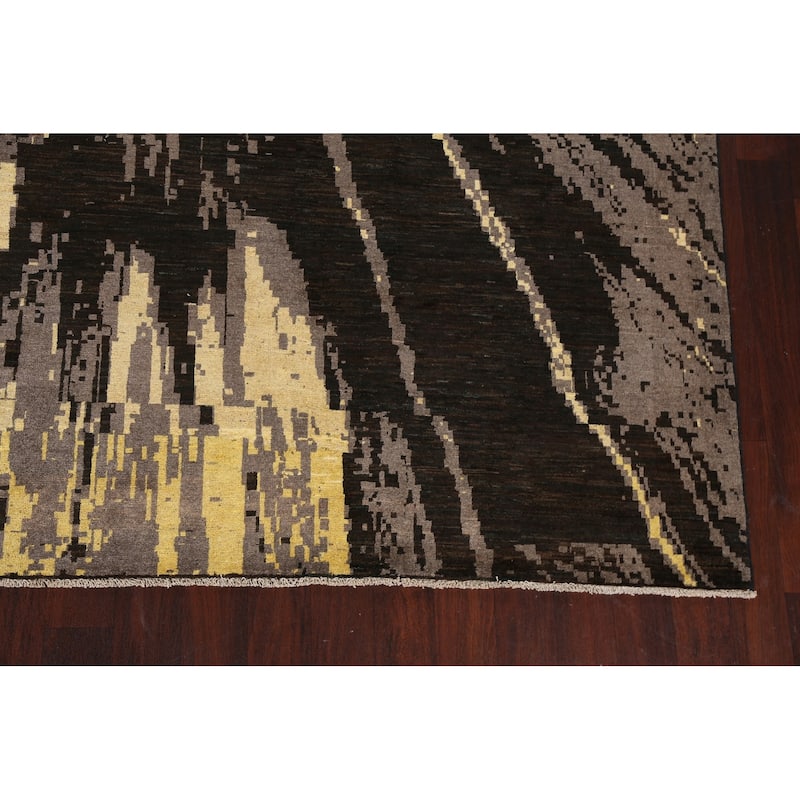 Vegetable Dye Abstract Contemporary Area Rug Hand-knotted Wool Carpet - 9'9" x 12'9"