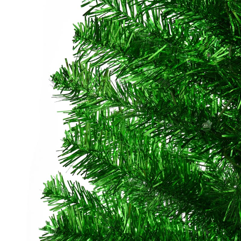 Puleo International 4.5 ft. Pre-lit Green Tinsel Tree