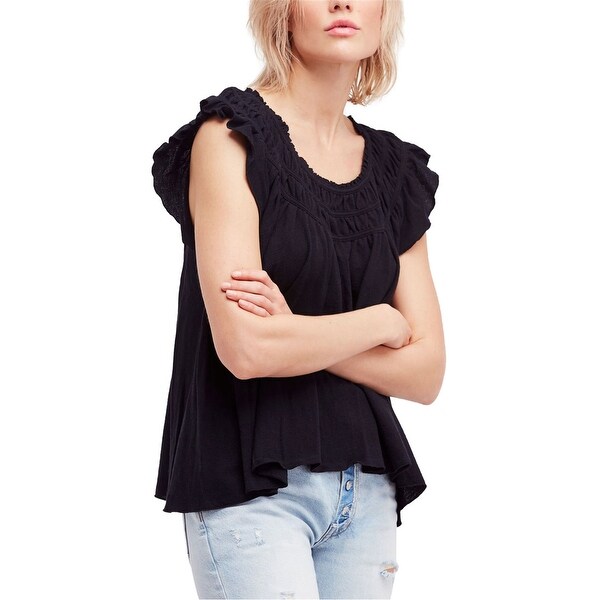 Free People Womens Coconut Gathered Basic T-Shirt. Opens flyout.