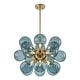 preview thumbnail 5 of 56, 18-Light Cluster Blue Glass Bubble Chandelier - 25in Wide Gold