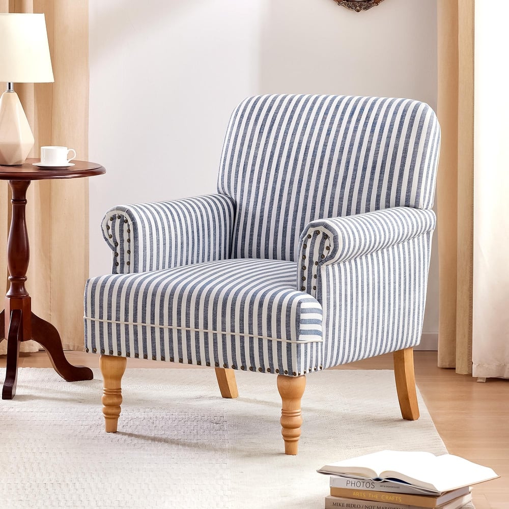 Upholstered Accent Sofa Linen Club Chair with Legs for Living Room