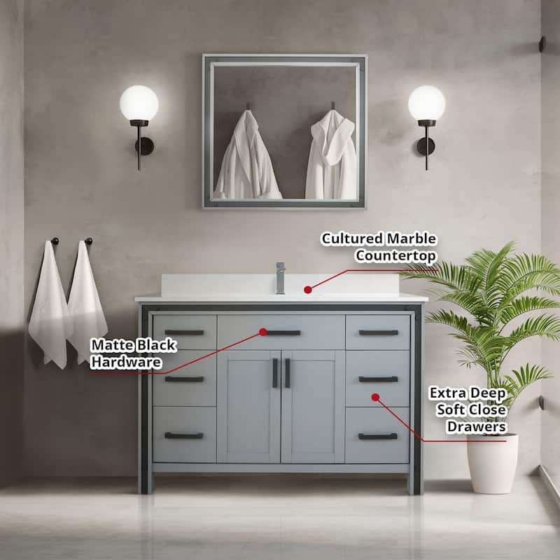 Lexora Ziva 48 inch single Bathroom Vanity Only