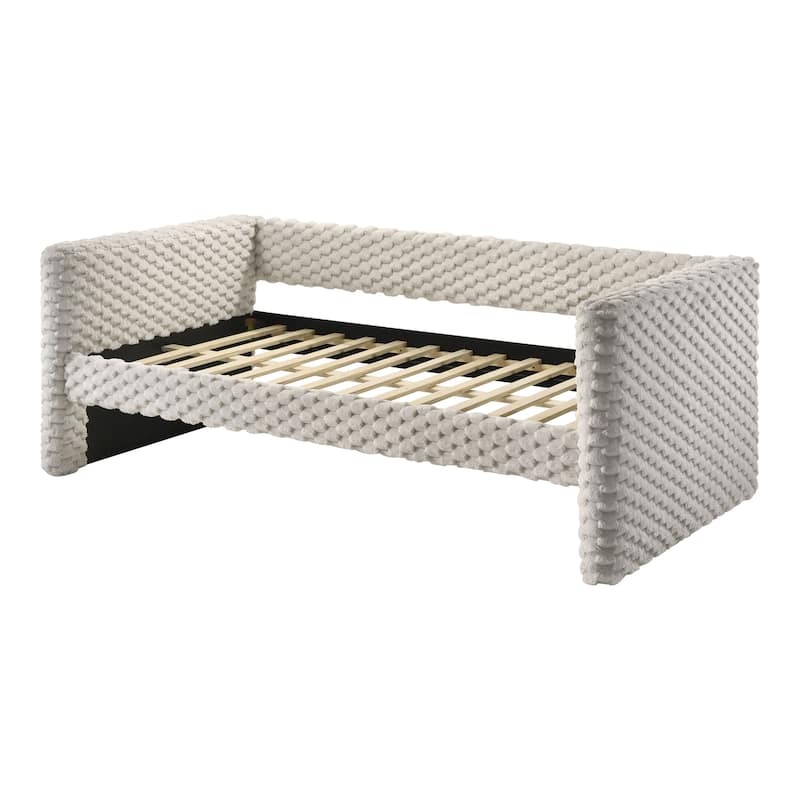 Furniture of America Rein White Twin Upholstered Daybed with Trundle