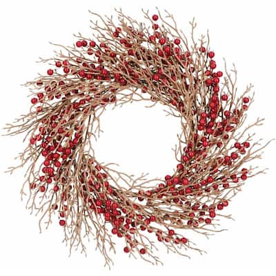 Fraser Hill Farm 24-In. Wreath Door or Wall Hanging with Berries - 2 Foot