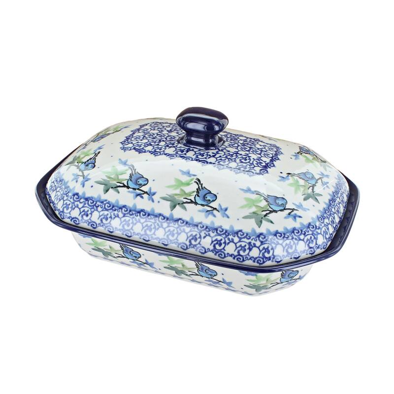 Blue Rose Polish Pottery 662 Ceramika Artystyczna Medium Covered Baker - Mockingbird