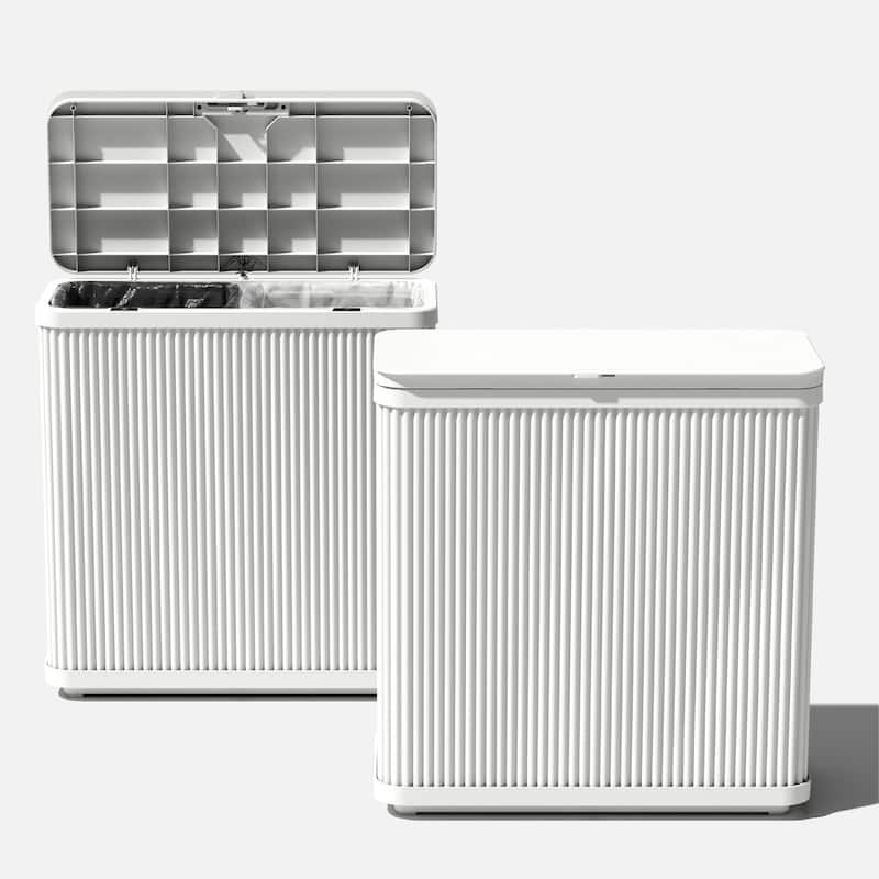 Veradek Tambour Waste Bin - 25" L x 11.75" W x 26.5" H - 2 Pack - White