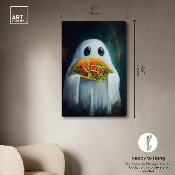 Taco Night Ghost Halloween Art Decor Wrapped Canvas Print by Art