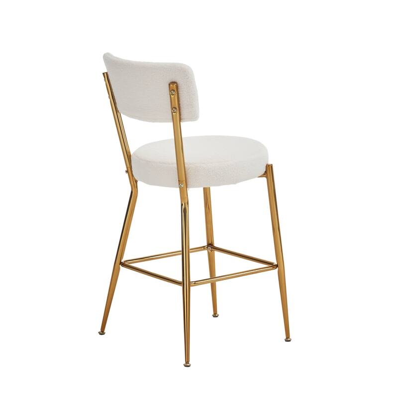 Set of 4 modern teddy fabric upholstered bar stools