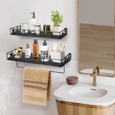 Moon Phase Floating Shelves Bathroom Wall Organizer, Set of 2