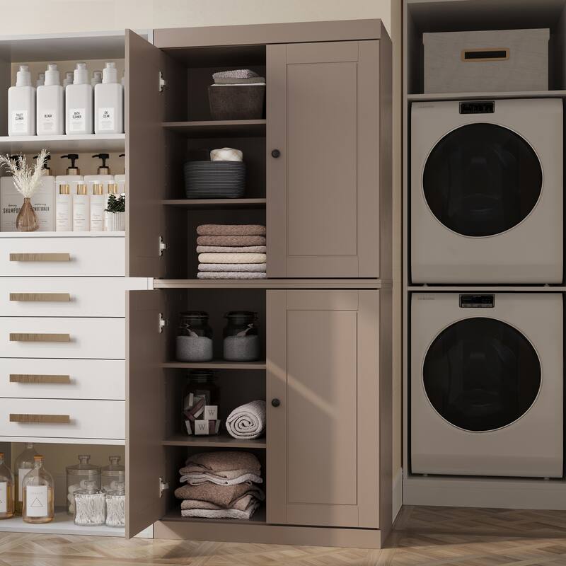 Palace Imports 100% Solid Wood Bathroom & Laundry Storage Cabinet, Raised Panel Doors, Adjustable Shelves, 32" Wide, 71.5" Tall