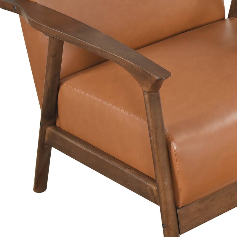 Harper 27.5" Faux Leather Accent chair - Brown Finish Solid Wood Frame