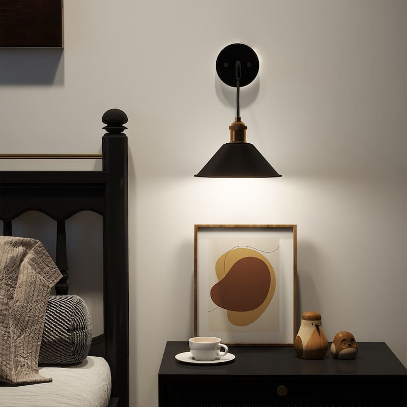 Metal wireless Swing Arm Light Wall Sconces Set of 2