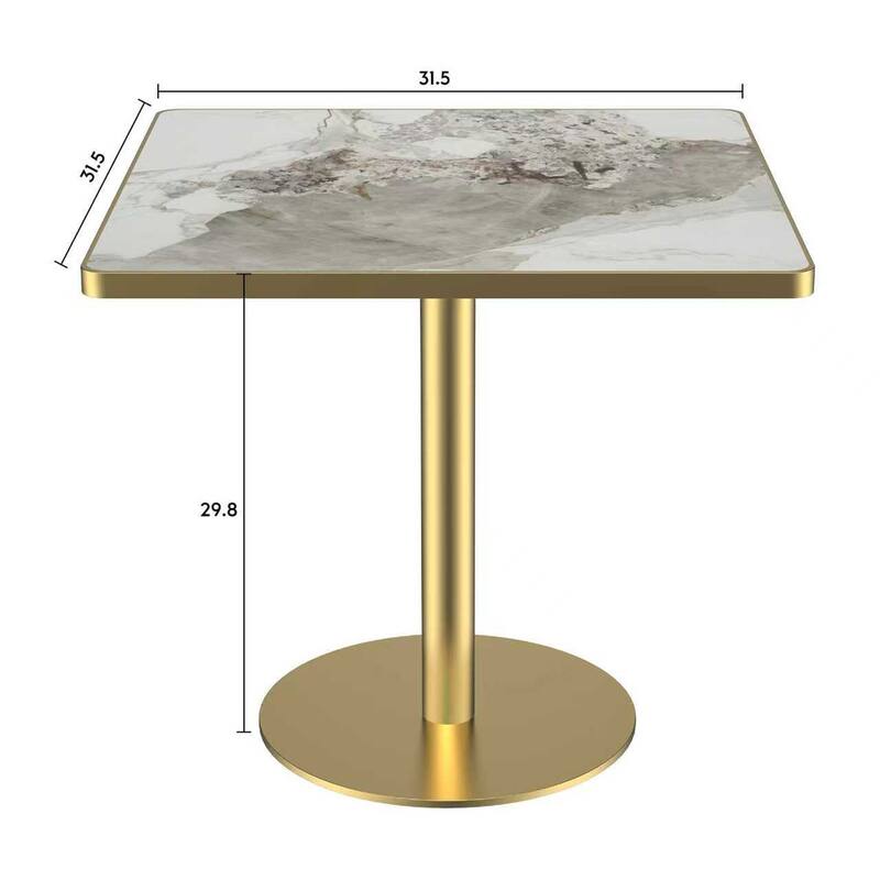 Modern Dinning Table Bistro Tulip Table with Faux Marble Top & Metal Frame Diameter