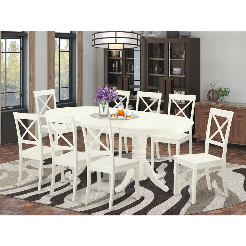Southwestern 9-Piece Kitchen Dining Set - Butterfly Leaf Table & 8 Chairs - 76.3