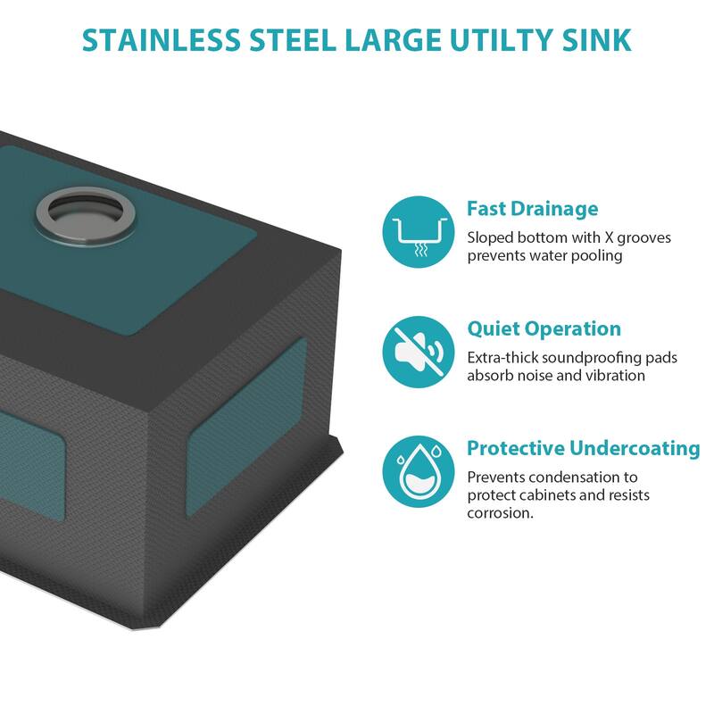 24" Undermount 16 Gauge Single Bowl Stainless Steel Kitchen Sink in Gunmetal Black - 24'' x 18'' x 12''