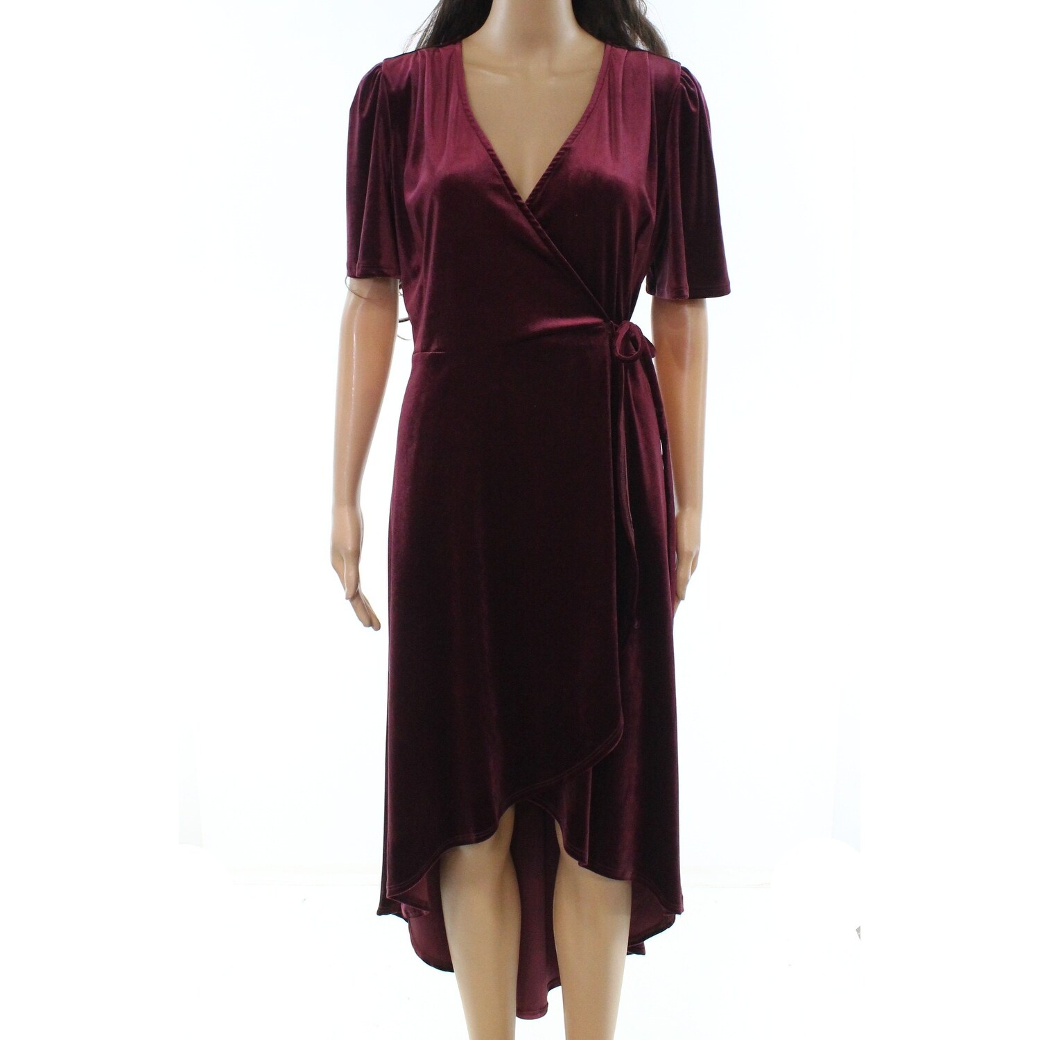 deep red wrap dress
