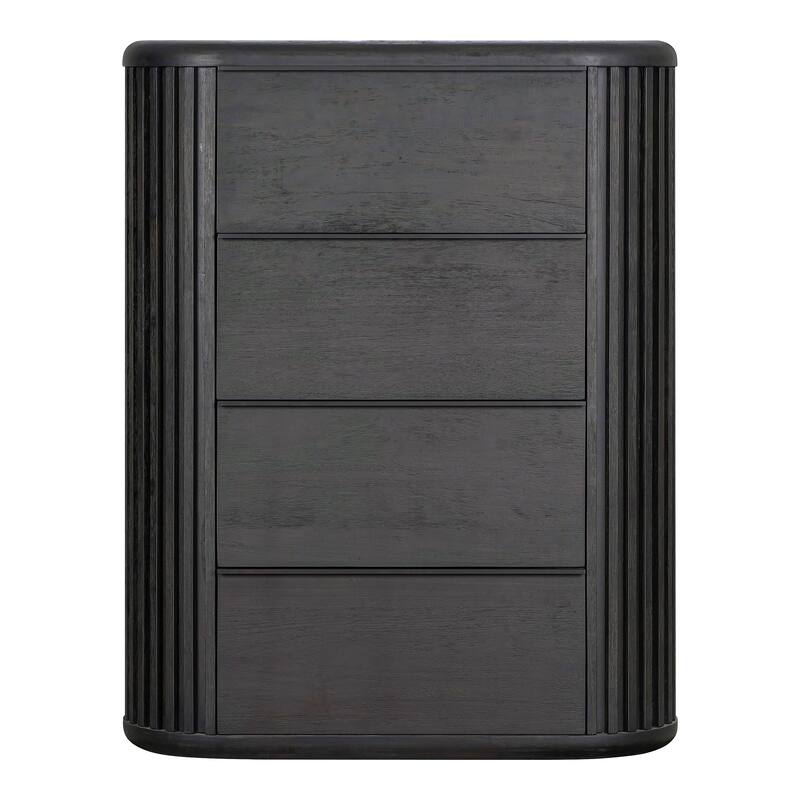 Furniture of America Caelan I Modern 6-Piece Black Solid Wood Fluted Panel Bedroom Set with Motion Light