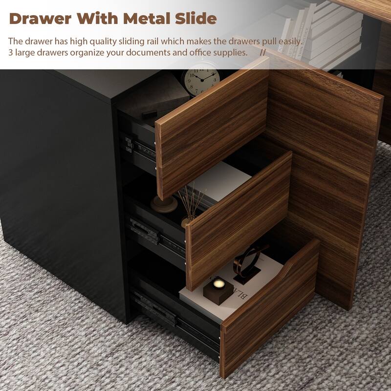 54.3" Kerrogee Office Computer Desk Corner Desk Reversible Cabinet