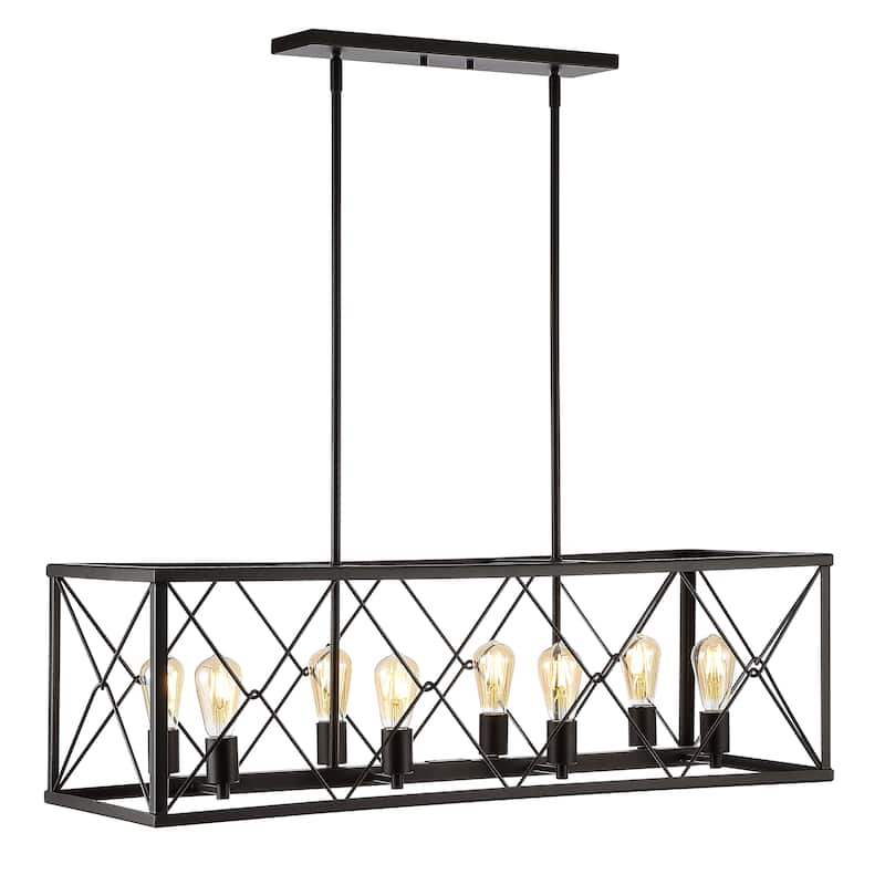 Ferme 30" 5-Light Adjustable Iron Farmhouse Industrial LED Dimmable Pendant, Oil Rubbed Bronze by JONATHAN Y