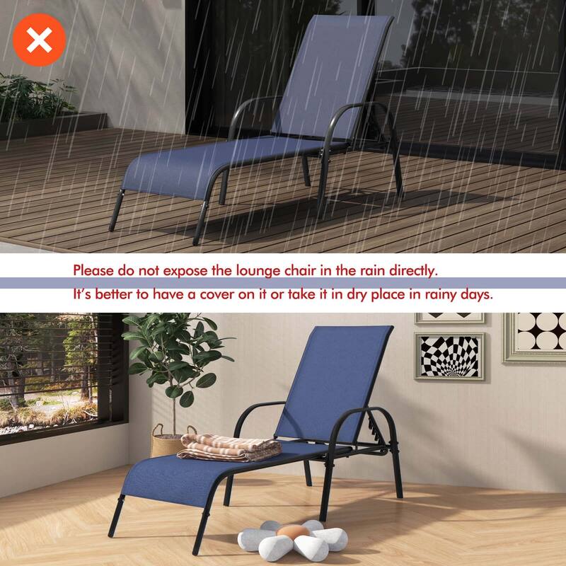 Costway Patio Lounge Chair Chaise Adjustable Reclining Armrest