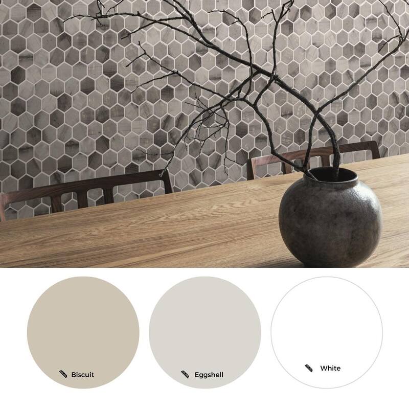 The Tile Life Eterna Hex 2x2 Denver Grey Glass Mosaic Floor, Backsplash & Wall Tile