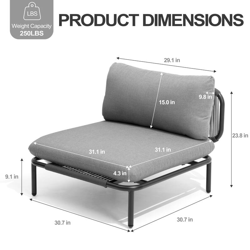 Pellebant Outdoor Sectional Sofa Patio Conversation Seating Set