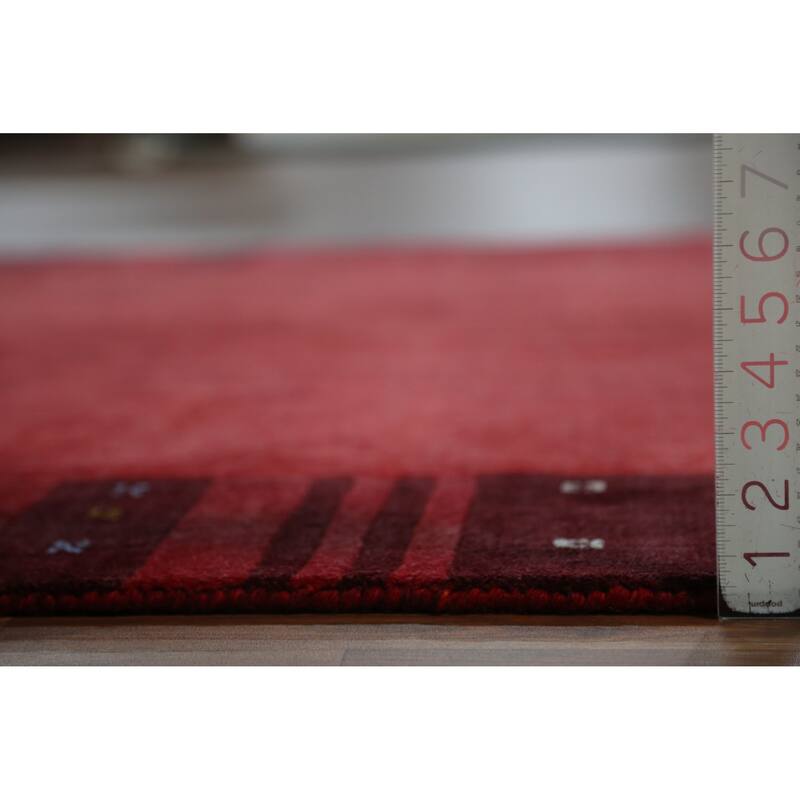 Animals Pink Gabbeh Indian Area Rug Hand-Knotted Wool Carpet - 5'3" x 7'7"