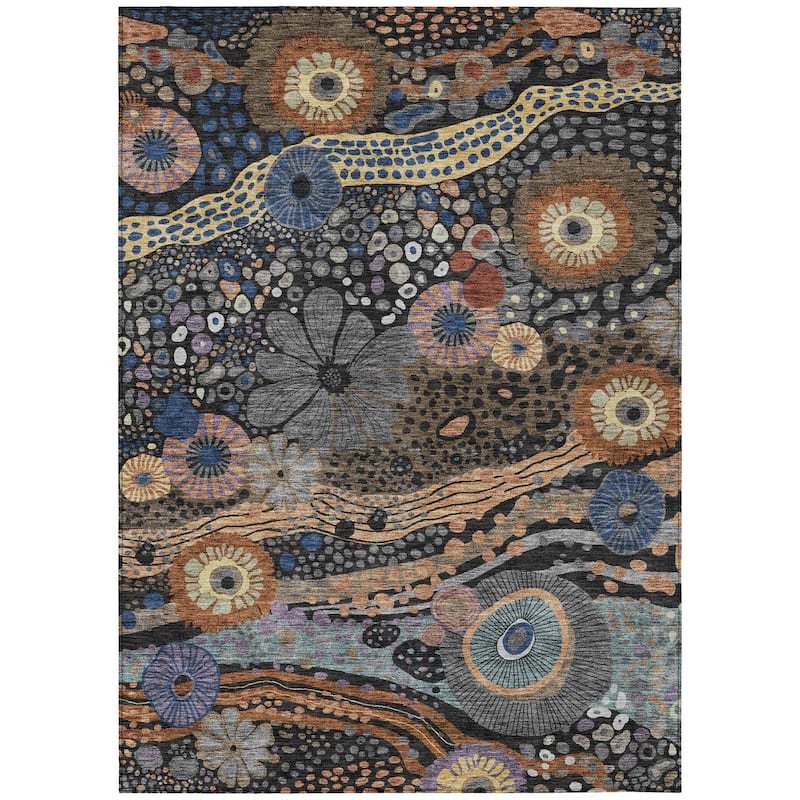 Machine Washable Indoor/ Outdoor Whimsy Floral Chantille Rug